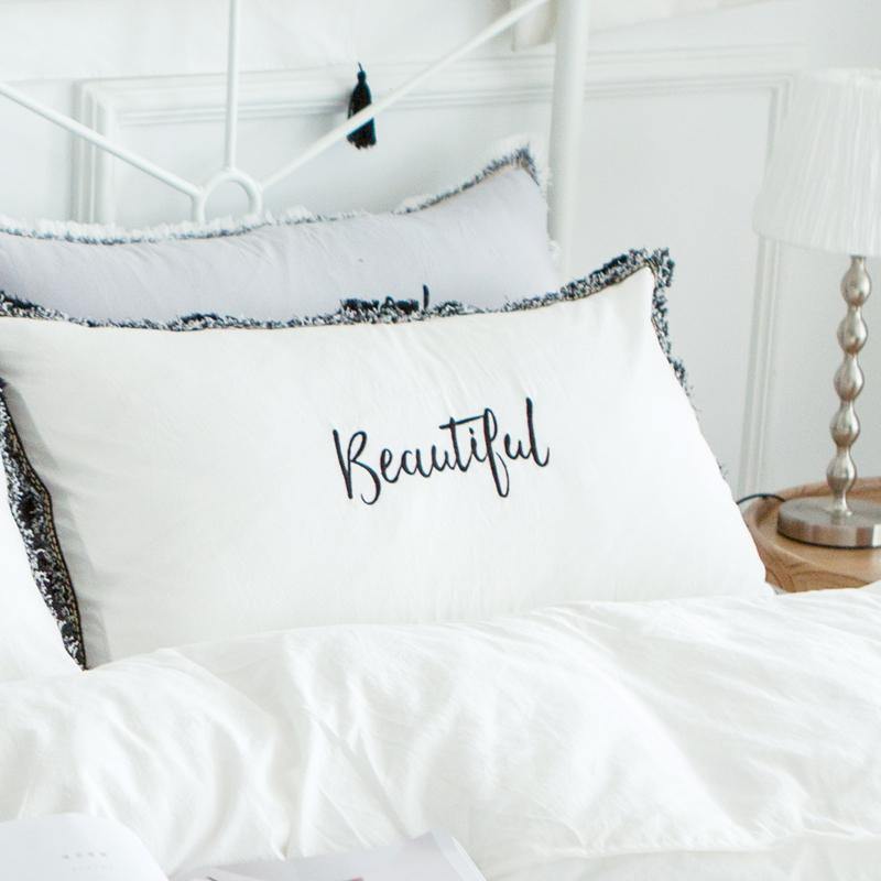Hello Beautiful Letters For Couple Bedroom (2Pieces Pillow Cushion Covers) - Nordic Side -