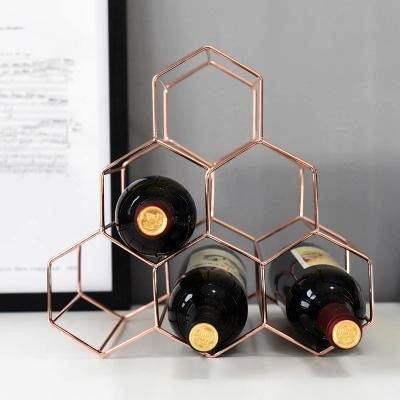 Golden Iron Honeycomb Wine Rack - Nordic Side -