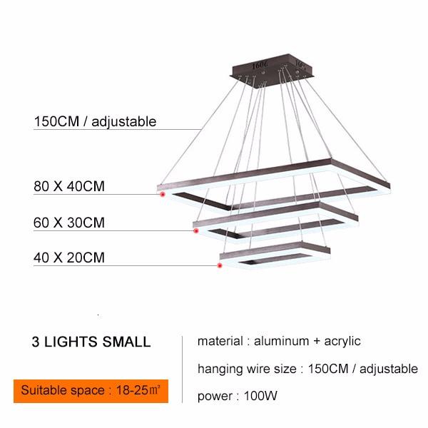 Square Hanging Lamp Modern LED Pendant Lights For Living Room With Remote Dimmable Home Bedroom Lighting Fixture Restaurant Decor