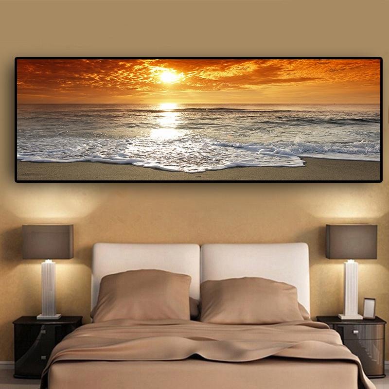 Sunsets Natural Sea Beach Landscape Posters and Prints Canvas Painting Panorama Scandinavian Wall Art Picture for Living Room