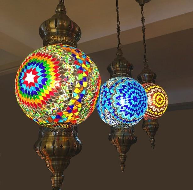Turkish-Style Mosaic Stained Glass Pendant Light