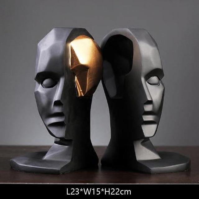 Decorative Face Bookends (Pair) - Nordic Side - book, decorative, face, holders
