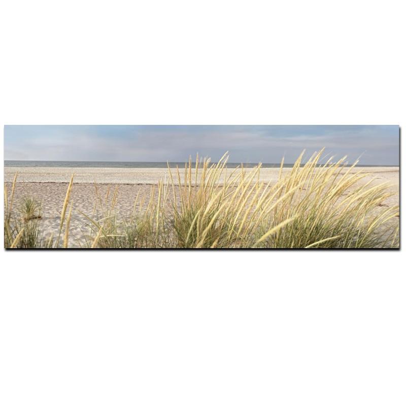 Wall Canvas Art Seascape Beach Landscape Painting Poster HD Print Sky Island Sand Dunes Tail Grass Wall Pictures For Living Room