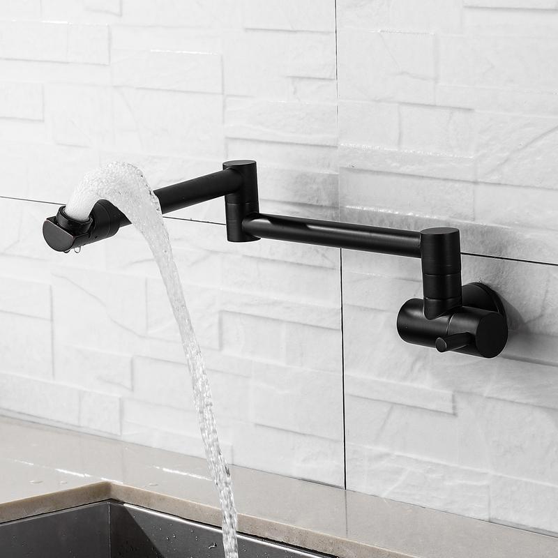 360 Degree Rotating Black Wall Mounted Faucet