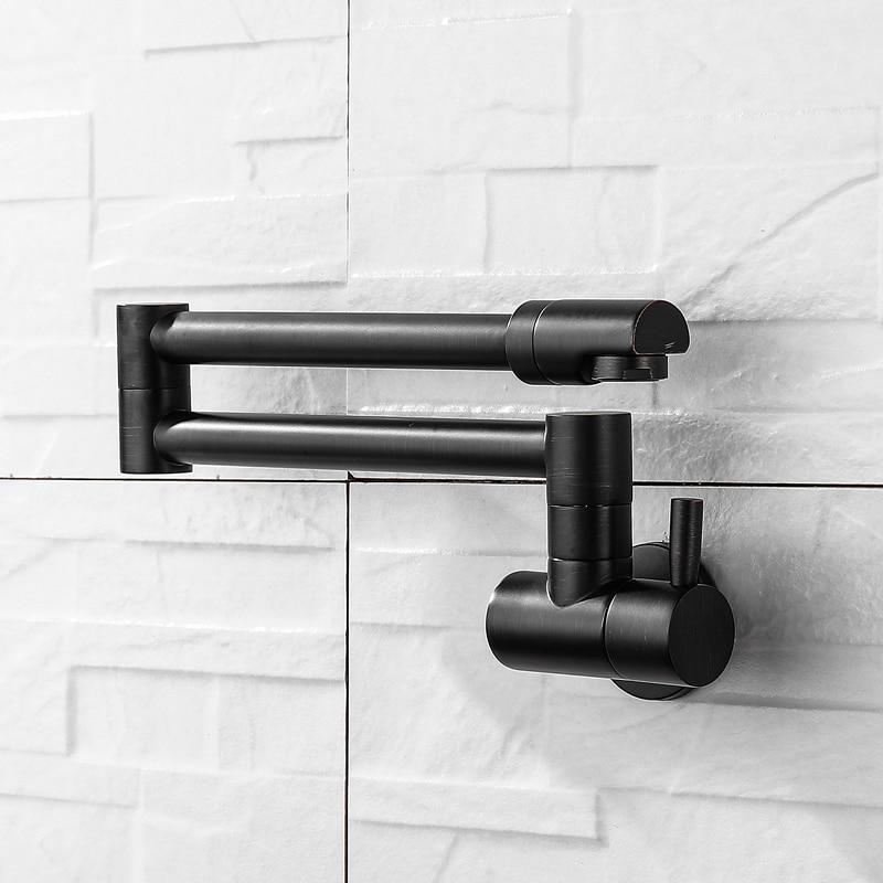 360 Degree Rotating Black Wall Mounted Faucet