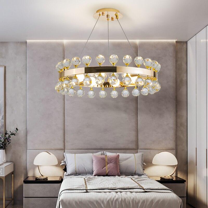 50, 60, 80cm Sofrey Modern Crystal Gold Ring Living Room Chandelier