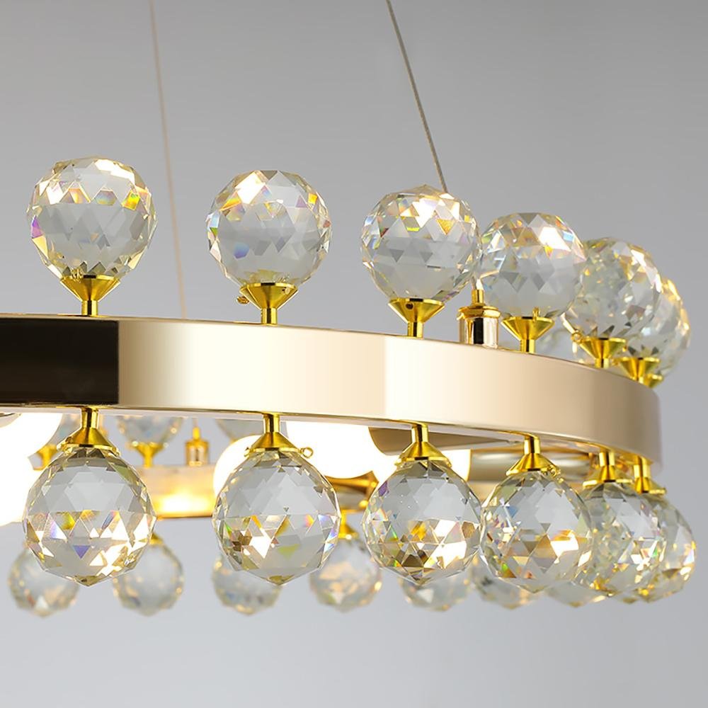 50, 60, 80cm Sofrey Modern Crystal Gold Ring Living Room Chandelier