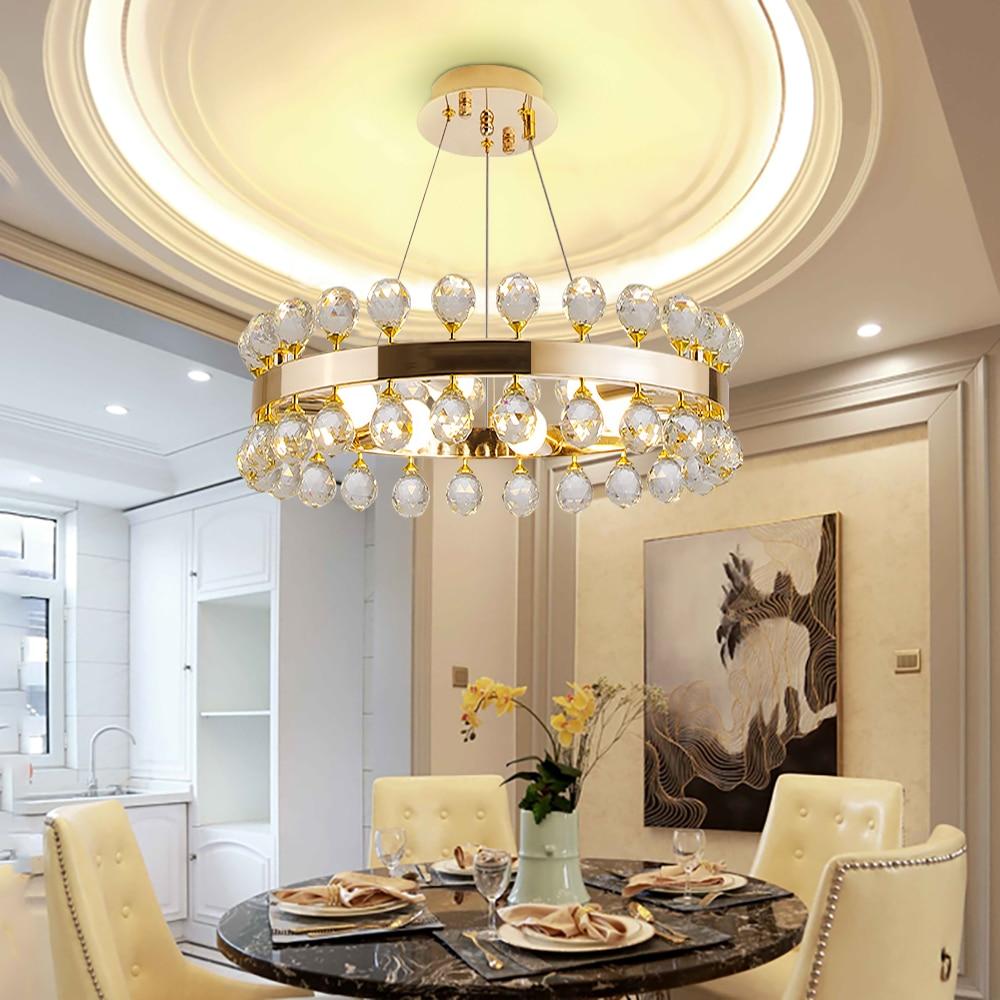 50, 60, 80cm Sofrey Modern Crystal Gold Ring Living Room Chandelier