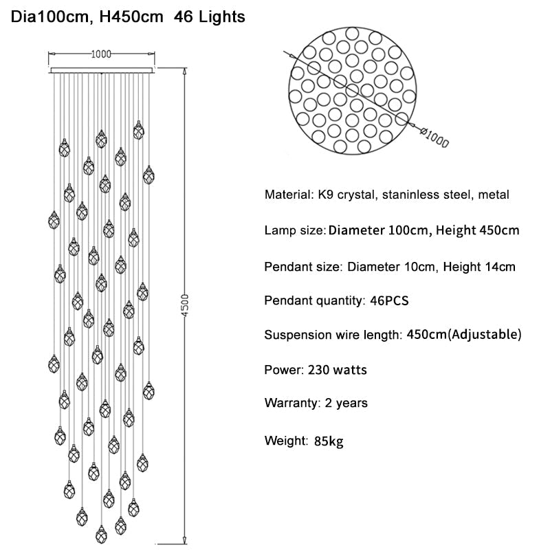 Ylk Long Diamond Crystal Chandelier