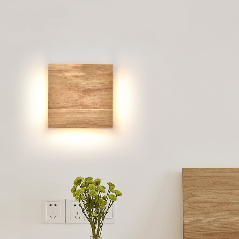 BTM Natural Square-Rec Wooden Wall Sconce