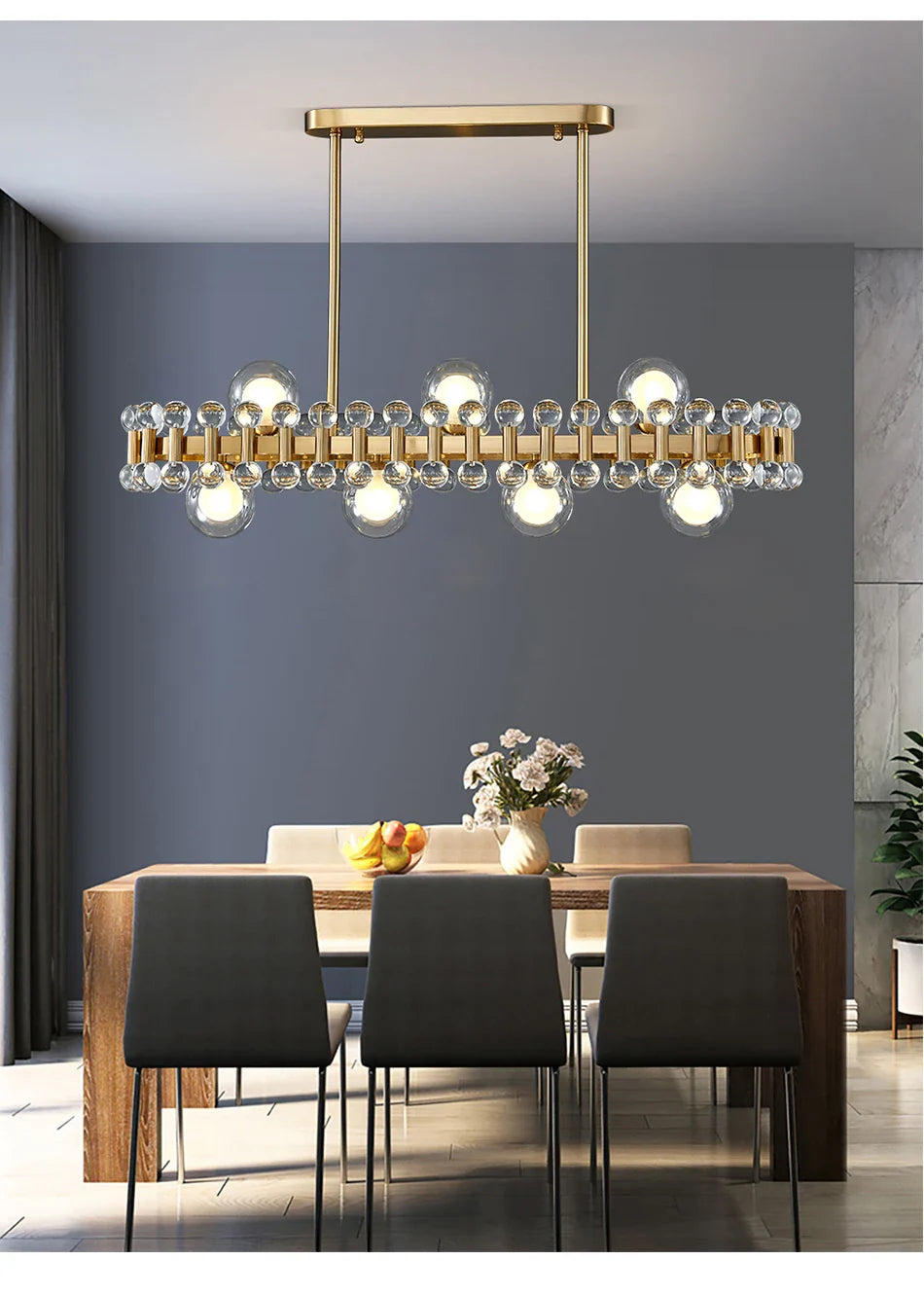 YLK Rarmaden Colorful Luxury Crystal Rectangle Chandelier