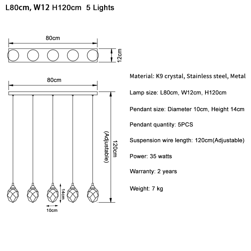Ylk Long Diamond Crystal Chandelier