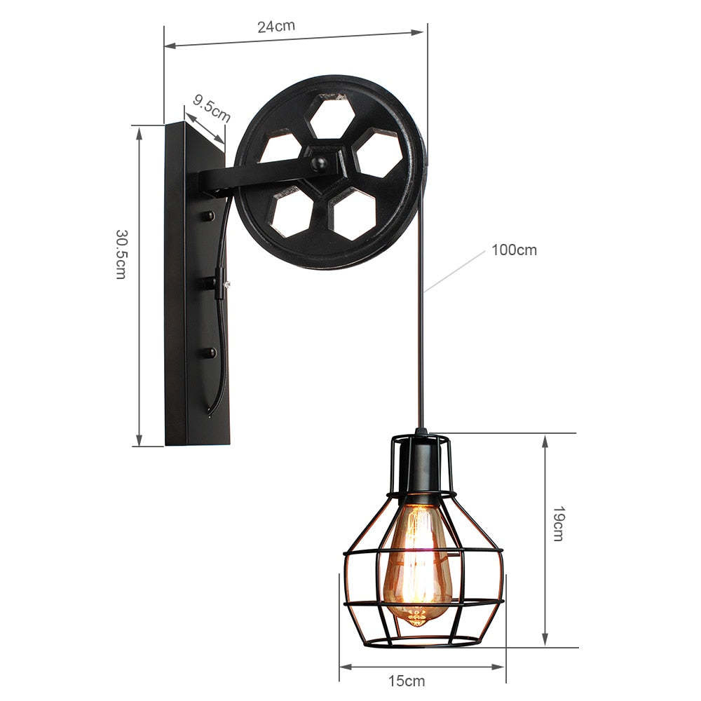 Pulley Vintage Retro Wall Light