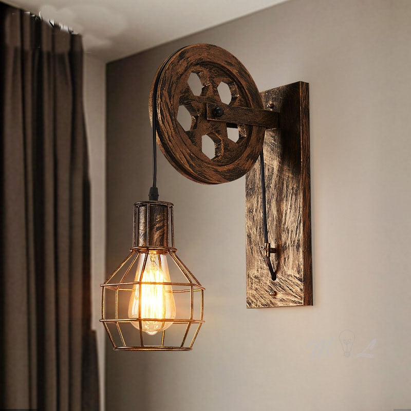 Pulley Vintage Retro Wall Light
