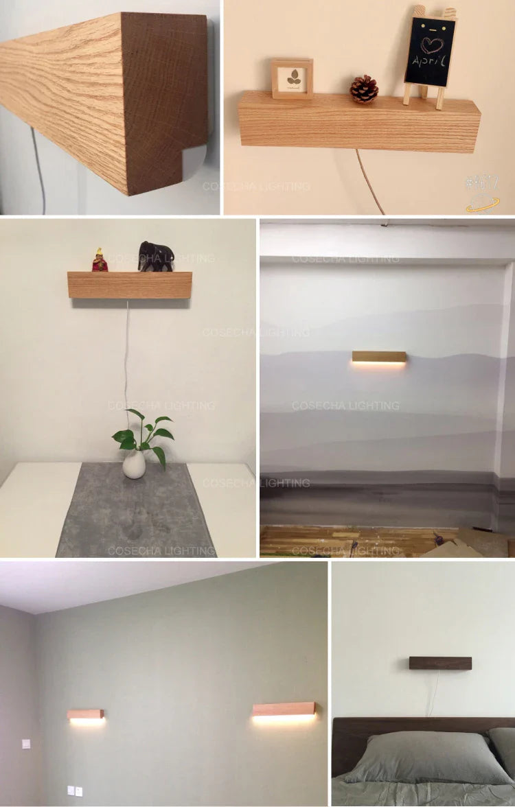 Solid Oak/Walnut Wood Nordic Wall Sconces