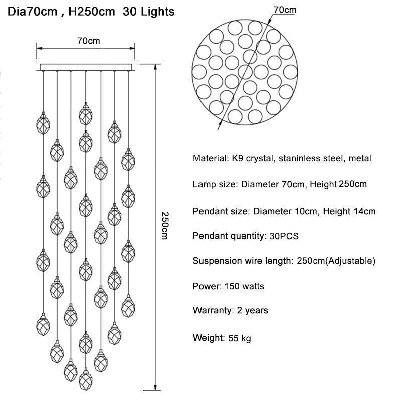 Ylk Long Diamond Crystal Chandelier