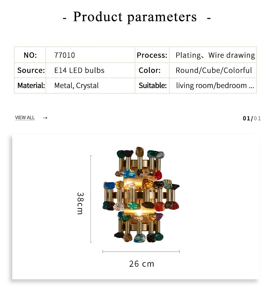 Ylk Rarmaden Colorful Crystal Sconce