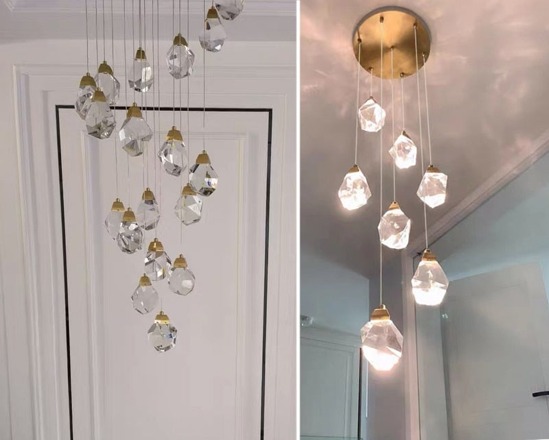 Ylk Long Diamond Crystal Chandelier