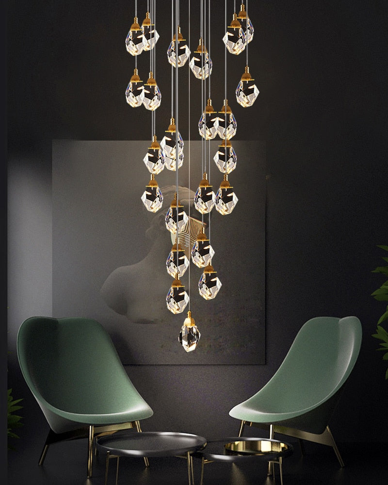 Ylk Long Diamond Crystal Chandelier