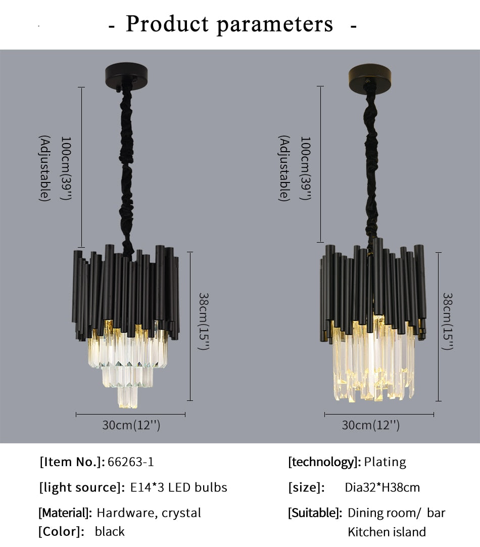 Ylk Mini Premiere Black Crystal Chandelier