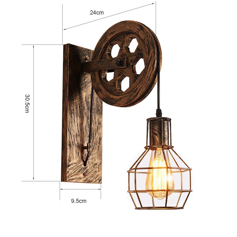 Pulley Vintage Retro Wall Light