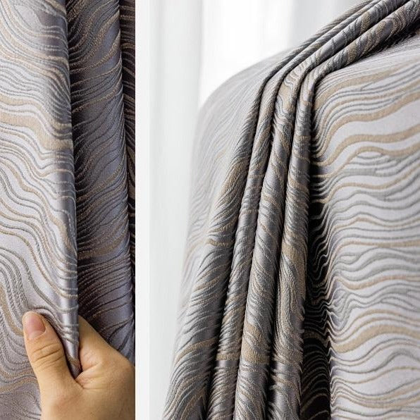 Heavy Modern Gray & Gold Curtains