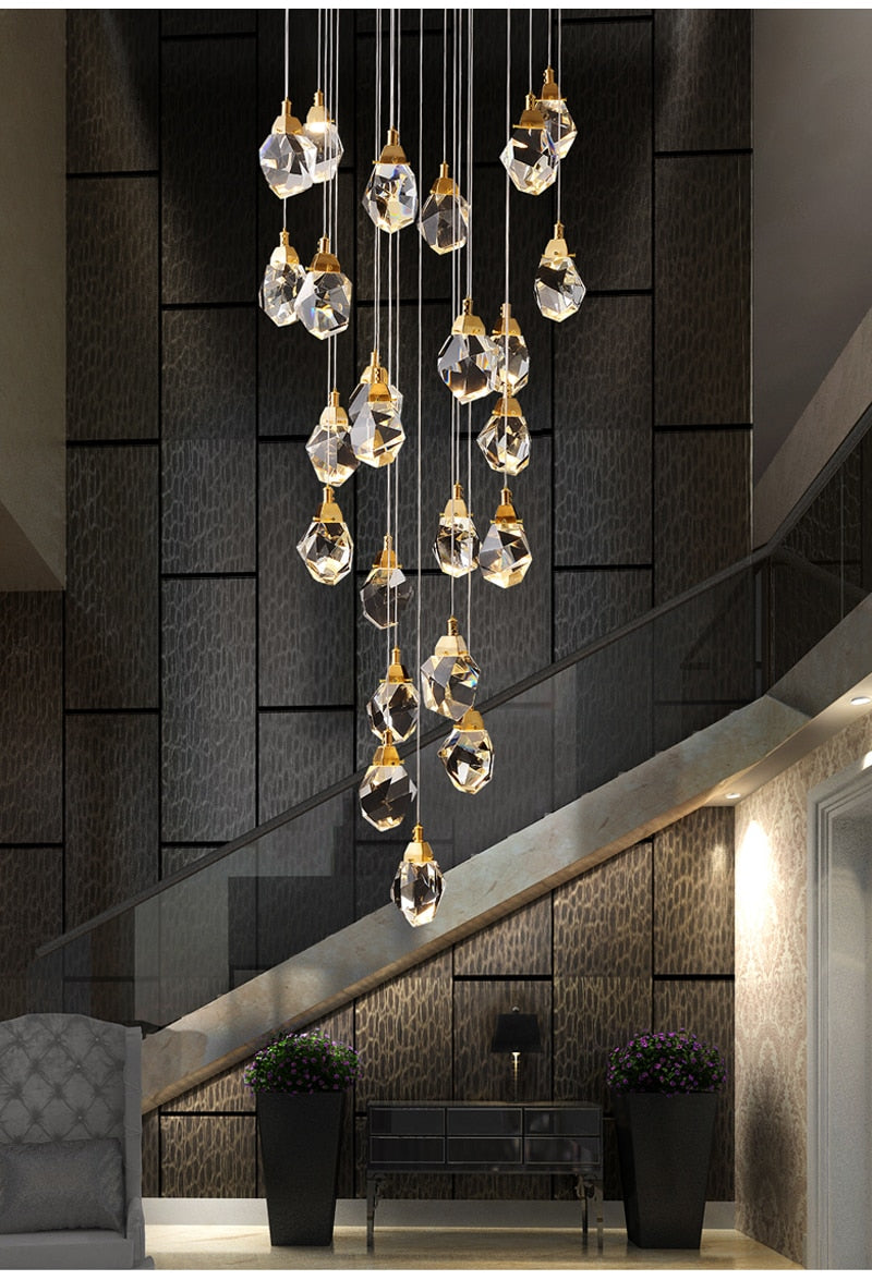 Ylk Long Diamond Crystal Chandelier