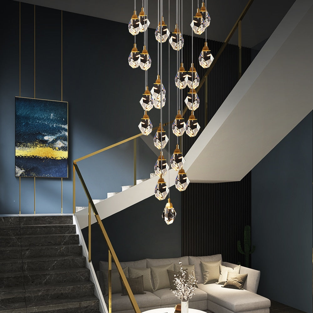Ylk Long Diamond Crystal Chandelier