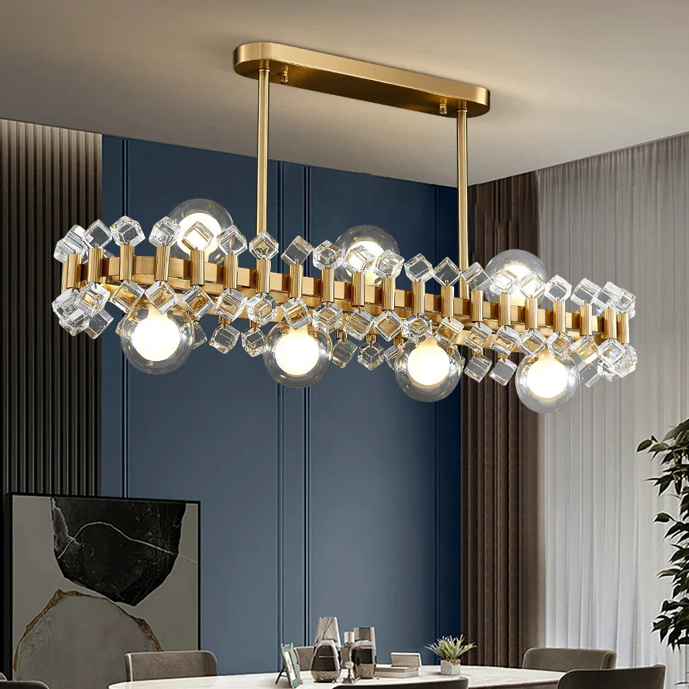 YLK Rarmaden Colorful Luxury Crystal Rectangle Chandelier