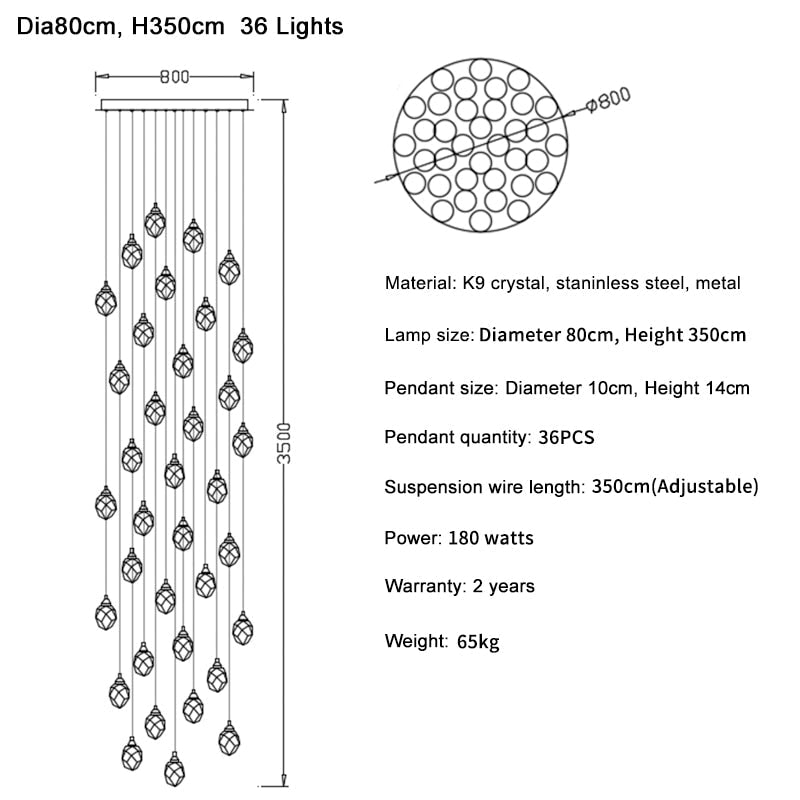 Ylk Long Diamond Crystal Chandelier