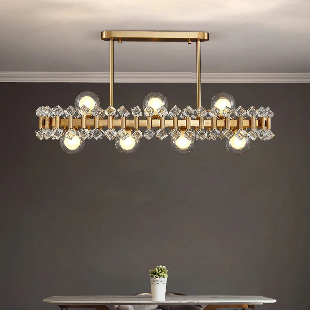 YLK Rarmaden Colorful Luxury Crystal Rectangle Chandelier