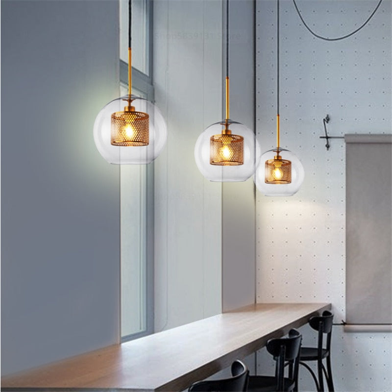 Henn - Loft lass Ball Kitchen Hanging Lamps