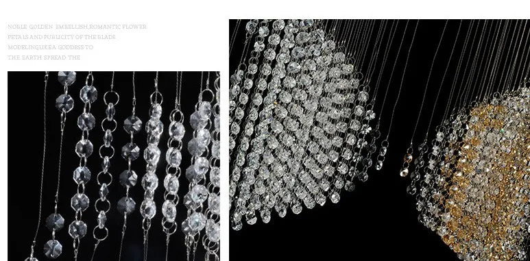 JUBI Novelty Lighting Modern Crystal Double Fishes Chandelier Hanging Lamp