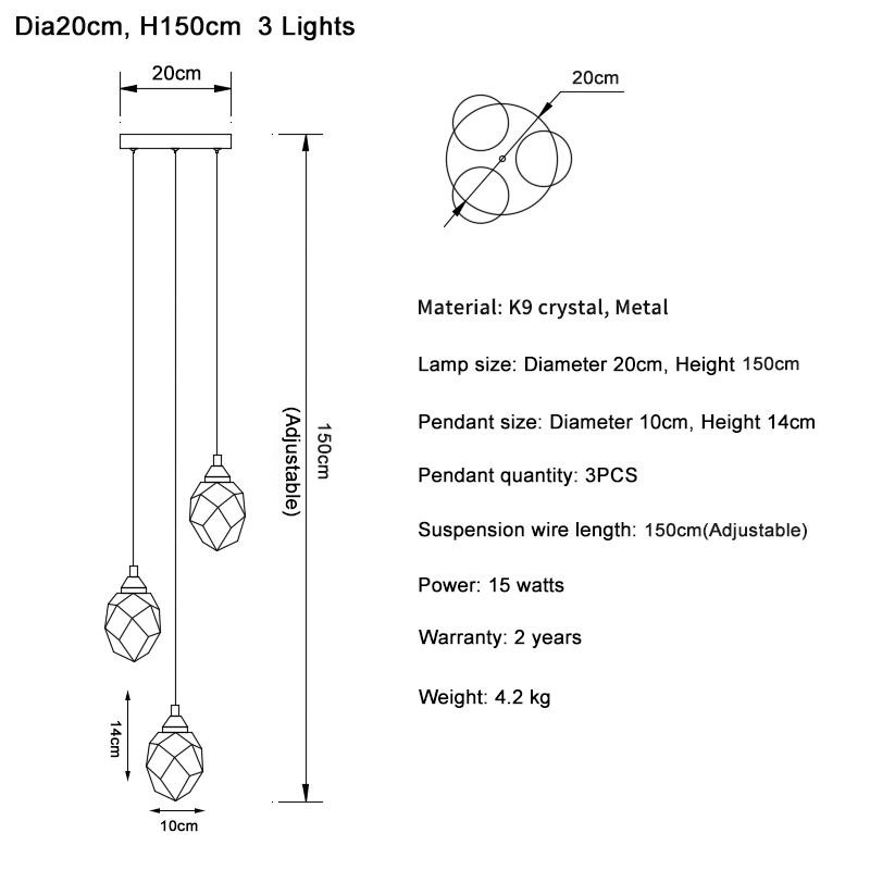 Ylk Long Diamond Crystal Chandelier