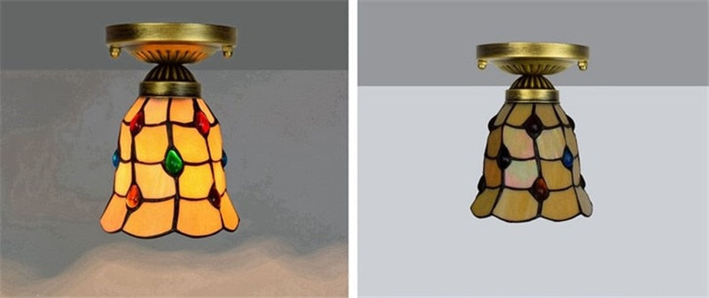 DMAI Colorful Stianed Glass Ceiling Light Vintage Retro Mediterranean