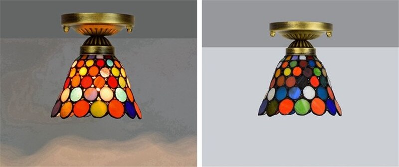 DMAI Colorful Stianed Glass Ceiling Light Vintage Retro Mediterranean