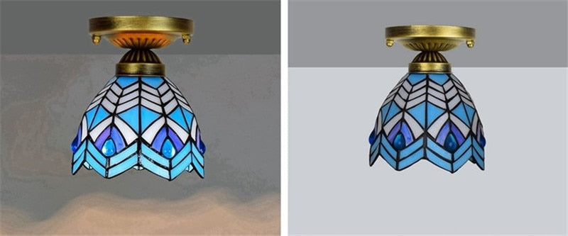 DMAI Colorful Stianed Glass Ceiling Light Vintage Retro Mediterranean