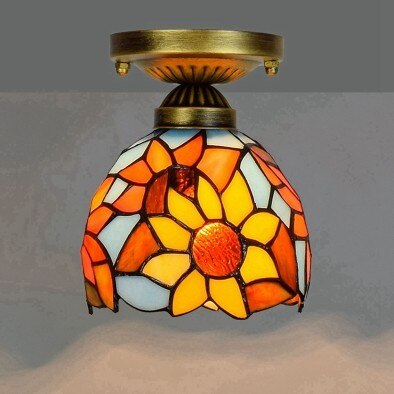 DMAI Colorful Stianed Glass Ceiling Light Vintage Retro Mediterranean