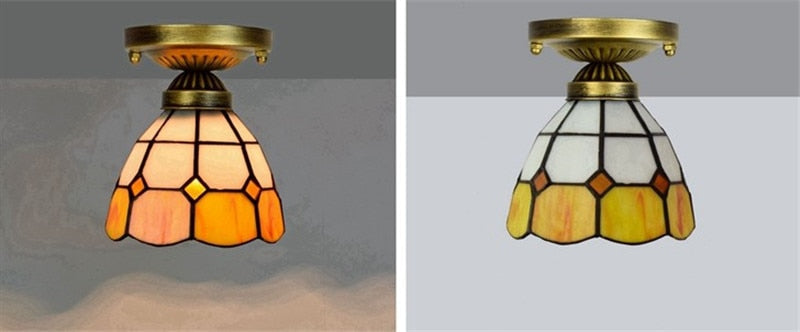 DMAI Colorful Stianed Glass Ceiling Light Vintage Retro Mediterranean