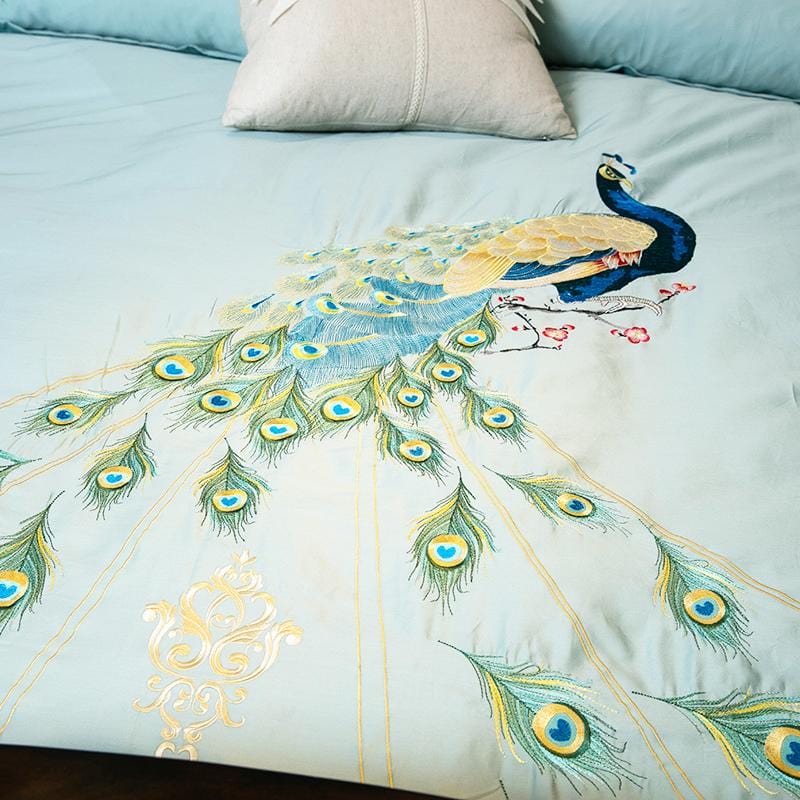 Peacock Rue Teal Duvet Set