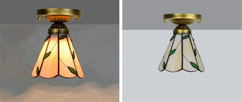 DMAI Colorful Stianed Glass Ceiling Light Vintage Retro Mediterranean