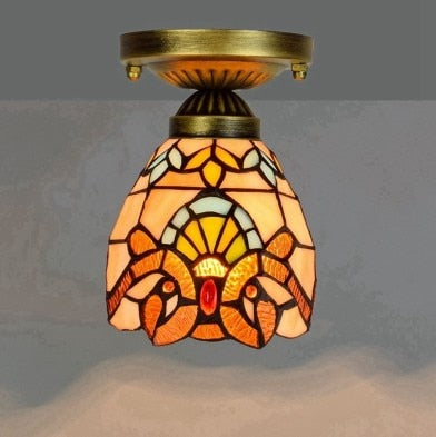 DMAI Colorful Stianed Glass Ceiling Light Vintage Retro Mediterranean