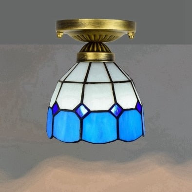 DMAI Colorful Stianed Glass Ceiling Light Vintage Retro Mediterranean