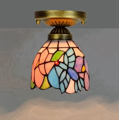 DMAI Colorful Stianed Glass Ceiling Light Vintage Retro Mediterranean