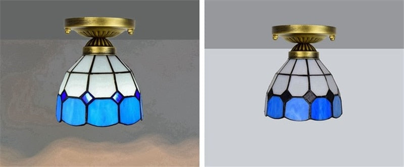 DMAI Colorful Stianed Glass Ceiling Light Vintage Retro Mediterranean