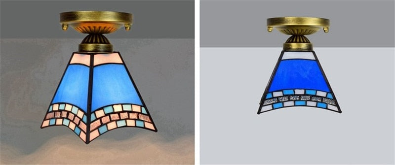 DMAI Colorful Stianed Glass Ceiling Light Vintage Retro Mediterranean