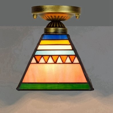DMAI Colorful Stianed Glass Ceiling Light Vintage Retro Mediterranean