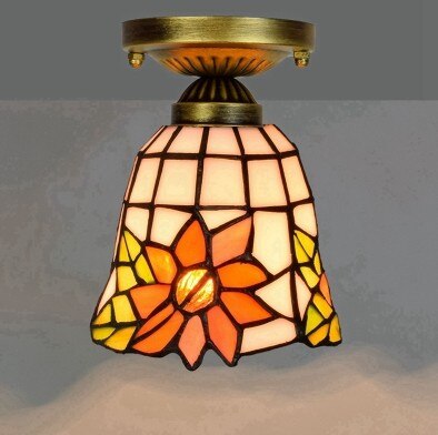 DMAI Colorful Stianed Glass Ceiling Light Vintage Retro Mediterranean