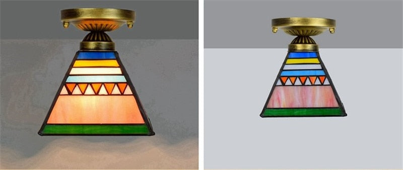 DMAI Colorful Stianed Glass Ceiling Light Vintage Retro Mediterranean