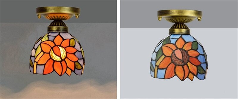 DMAI Colorful Stianed Glass Ceiling Light Vintage Retro Mediterranean